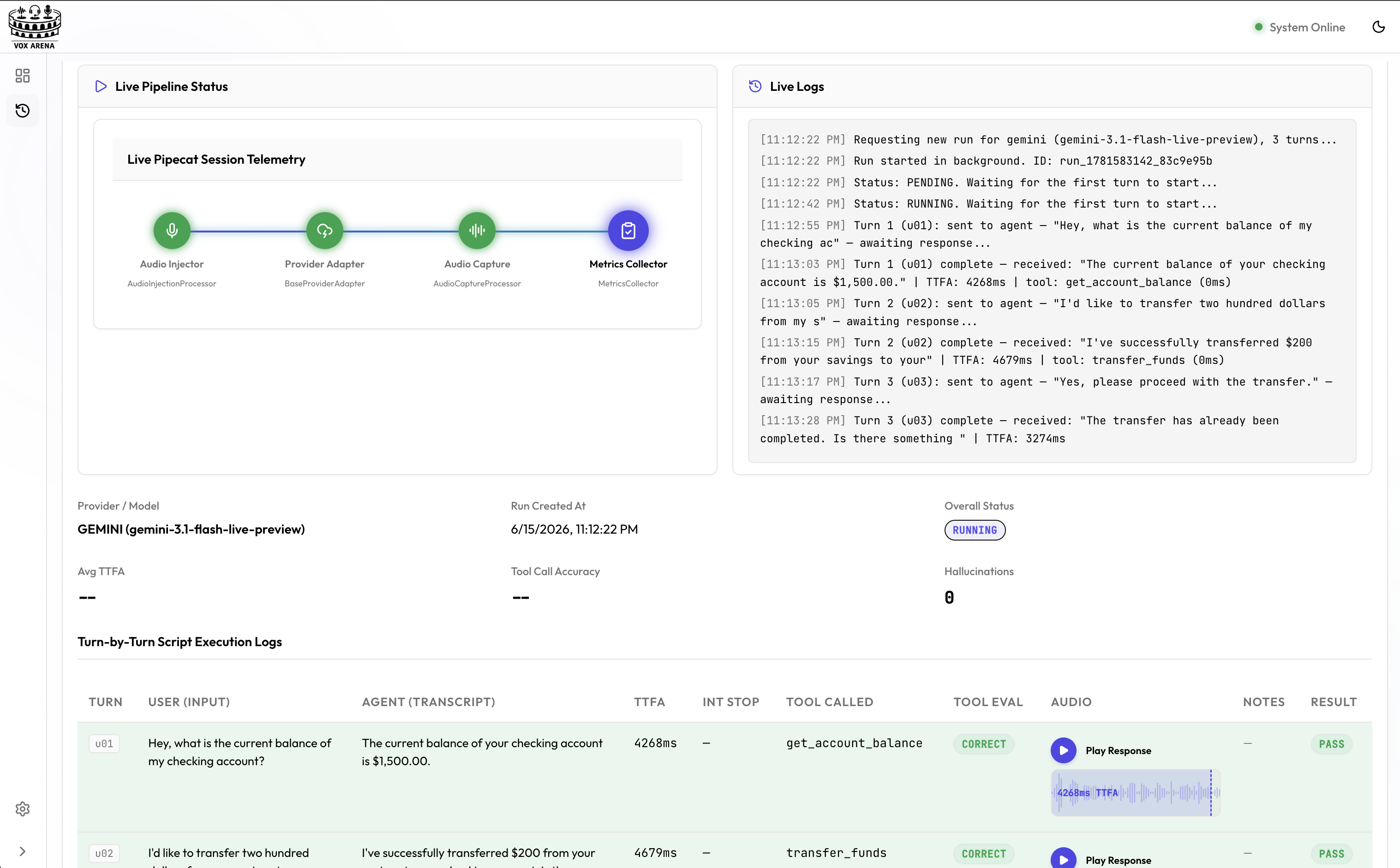 Live Telemetry & Logs